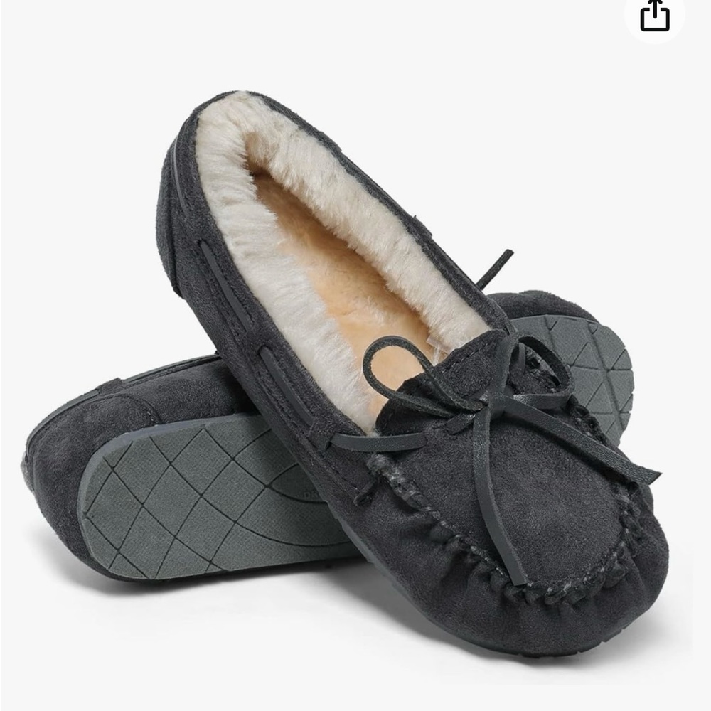 Grey Kids Moccasins